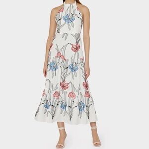 MILLY Hayden floral-embroidered halter midi dress